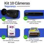 Imagem de Kit 10 Câmeras Tudo Forte TF 1220 B Black Full HD 1080p Bullet Visão Noturna 20M Proteção IP66 + DVR Tudo Forte TFHDX 3316 16 Canais + HD 2TB Purple