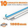 Imagem de Kit 10 Canaletas PVC Branco com Fita Dupla Face de 1 Metro