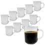 Imagem de Kit 10 Caneca Xicara Copo De Vidro Transparente Café Chá Cappuccino Alça Nespresso 250ml