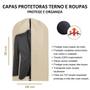 Imagem de Kit 10 Capa Protetora Para Terno Roupa Jaqueta Vestido Com Zíper TNT Impermeável Bege Clean