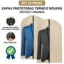 Imagem de Kit 10 Capa Protetora Para Terno Roupa Jaqueta Vestido Com Zíper TNT Impermeável Bege Clean