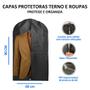 Imagem de Kit 10 Capa Protetora Para Terno Roupa Jaqueta Vestido Com Zíper TNT Impermeável