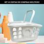 Imagem de Kit 10 Cestas de Mercado Branca com Alça Cestinha Multiuso