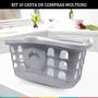 Imagem de Kit 10 Cestinhas de Compras Cinza com Alça Cesta Mercado