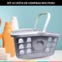 Imagem de Kit 10 Cestinhas de Compras Cinza com Alça Cesta Mercado