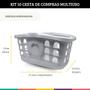Imagem de Kit 10 Cestinhas de Compras Cinza com Alça Cesta Mercado