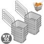 Imagem de Kit 10 Cesto Multiuso Para Cozinha Servir Porções Batata Frita Nuggets Aço Inox Reforçado