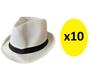 Imagem de kit 10 Chapéus Malandro de tecido Branco c/ Faixa Preto