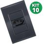 Imagem de Kit 10 Conjunto Tomada Simples 20A- Tramontina Liz Grafite