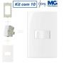 Imagem de Kit 10 Conjuntos Interruptor Simples 4x2 10a Sleek Margirius Modular