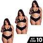 Imagem de Kit 10 Conjuntos Sutiã e Calcinha Cotton Amamentação Plus Size Tamanho Grande