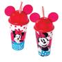 Imagem de Kit 10 Copos Com Canudo e Orelha Minnie Vermelha 500ml