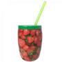 Imagem de Kit 10 Copos Fruta Morango com Canudo 650 Ml  Injetemp 