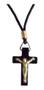 Imagem de Kit 10 Cordões Colares com Crucifixo de Jesus Cristo em Madeira