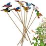 Imagem de Kit 10 Enfeite Decoração Jardim Vaso Passarinhos Pássaros Vareta Espeto Em Madeira Decorativo Casa de Flores Feito a Mão