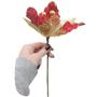 Imagem de Kit 10 Flores Com Cabo Artificial Decoração De Natal Com Gli