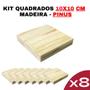 Imagem de Kit 10 Formas Quadradas de Madeira Pinus 10x10x15mm