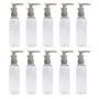 Imagem de Kit 10 Frascos Tampa Válvula Pump 100ml Cilíndricos Viagem Sabonete Liquido Skincare Shampoo
