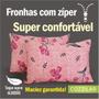 Imagem de Kit 10 Fronha Avulsa Malha Estampada 100% Algodão Com Zíper