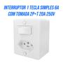 Imagem de Kit 10 interruptor 1 tecla simples 6A Com Tomada 20A 2 Pino + Terra 250V Ilumi