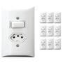 Imagem de Kit 10 Interruptor Simples 1 Tecla + Tomada 20A 2p+t Branco Com Espelho Bivolt 127v e 250v