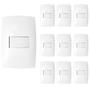 Imagem de Kit 10 Interruptor Simples 10a 4x2 Home Branco Com Placa Blux