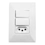Imagem de Kit 10 Interruptor Simples 2 Teclas + Tomada 10A 2p+t Linha Dubai Bivolt 127v e 250v Com Espelho Branco