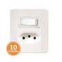 Imagem de Kit 10 Interruptores com Tomada Pezzi Sobrepor Branco Sistema X