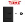 Imagem de Kit 10 Interruptores Duplo Simples Preto Distantes 16A/250V Com Placa Suporte - FAME