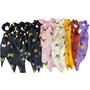 Imagem de Kit 10 Laços Longo De Cabelo Estampado Rabicó Cetim Lenço Scrunchie