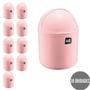 Imagem de Kit 10 Lixeiras com Tampa p Escritorio Gourmet Rosa Bebe 4L