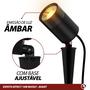 Imagem de kit 10 Luminária Espeto Jardim Avant Lâmpada Led Cob Âmbar 10w IP65 Prova D'água Bivolt