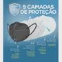 Imagem de Kit 10 Máscaras PFF2 KN95 N95 Pretas com 5 Camadas Meltblow Bfe 98% + Feltro de Coton + Tnt Spunbond + Anvisa CE FDA