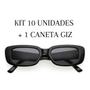 Imagem de Kit 10 Óculos De Sol Retrô Formatura Preto + Caneta Giz Liq