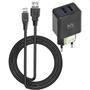 Imagem de Kit 10 Peças Carregador Fonte Turbo 2 Entrada Usb Com Cabo V8 Micro Usb 