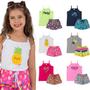 Imagem de Kit 10 Peças de Roupa Infantil Menina Verão 5 Camisetas + 5 Shorts