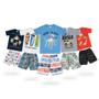 Imagem de KIT 10 PEÇAS - Masculinos Infantil Bermuda Tactel c/ Camiseta Algodão = 5 Conjuntos Roupa Infantil