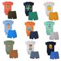 Imagem de Kit 10 peças Roupa Bebê Body Shorts punhos Menino e Menina Algodão c/ Elastano Enxoval Atacado Recém Nascido, P M G e GG