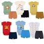 Imagem de Kit 10 peças Roupa Bebê Body Shorts punhos Menino e Menina Algodão c/ Elastano Enxoval Atacado Recém Nascido, P M G e GG