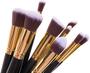 Imagem de Kit 10 Pinceis Para Maquiagem Kabuki Preto Com Dourado