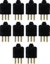 Imagem de Kit 10 Pino Conector Macho Para Extensao 10A 2P + T Preto