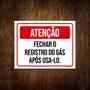 Imagem de Kit 10 Placa Atenção Fechar Registro Gás Após Uso