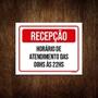 Imagem de Kit 10 Placa Sinalização - Recepção Verm Horário Atendimento