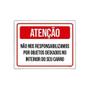 Imagem de Kit 10 Placas Atenção Não Responsabilizamos Objetos No Carro