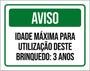 Imagem de Kit 10 Placas Aviso Idade Máxima Utilização Brinquedo 3 Anos