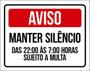 Imagem de Kit 10 Placas Aviso Manter Silêncio Multa 36X46