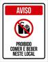 Imagem de Kit 10 Placas Aviso Proibido Comer Beber Neste Local 36X46