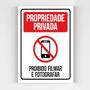 Imagem de Kit 10 Placas aviso propriedade privada proibido filmar