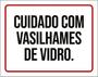 Imagem de Kit 10 Placas Cuidado Vasilhames De Vidro 36X46