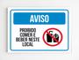 Imagem de kit 10 Placas de aviso proibido comer e beber neste local